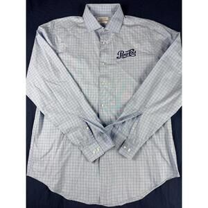Pepsi Cola Script Calvin Klein Men's Slim Stretch Blue Dress Shirt 16.5 34/35